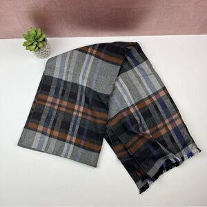 Chelsey II Black Blue Orange Gray Plaid Scarf Wrap Women